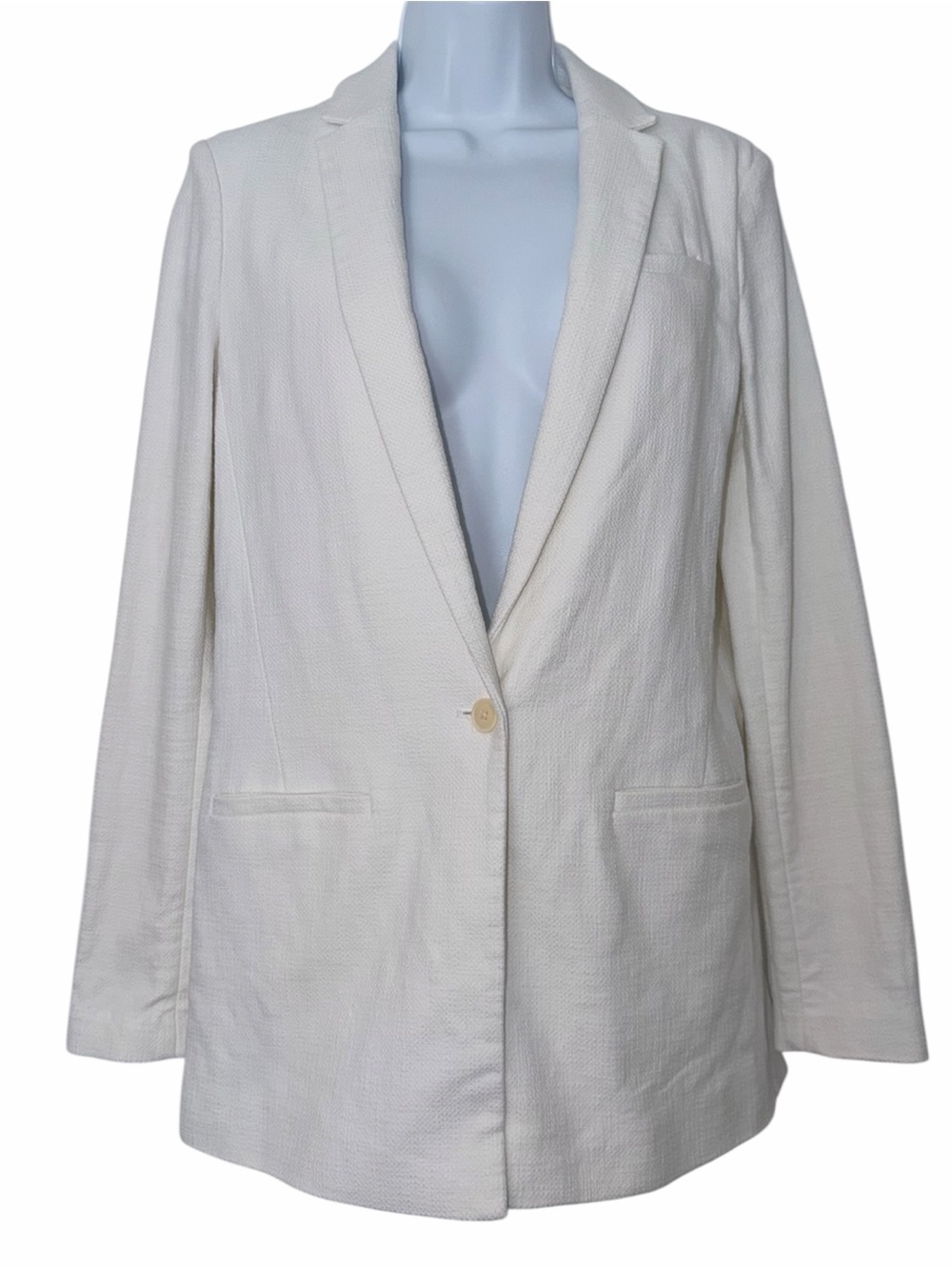 Banana Republic White Single-Button Notch Lapel Blazer